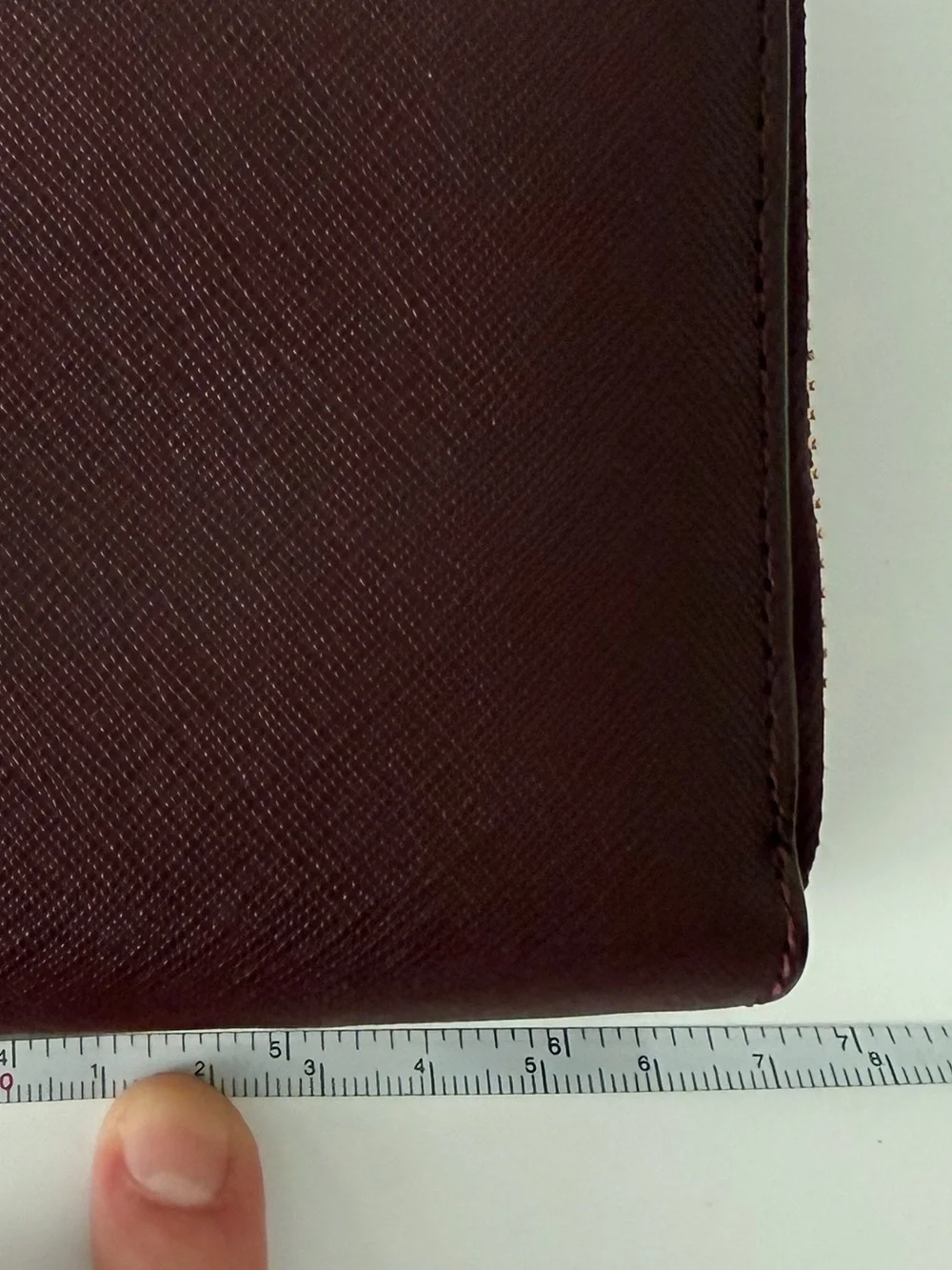 Tory Burch Saffiano Leather Zip Around Wristlet Wallet in Burgundy